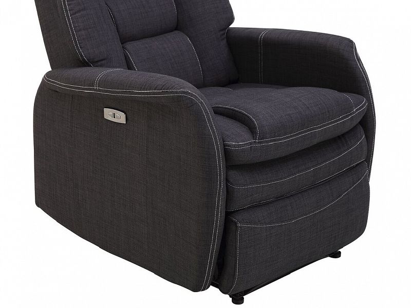 RIVIÉRA RELAX -relaxační křeslo elektrické ,USB port, tmavě šedá/bílé prošití - 3
