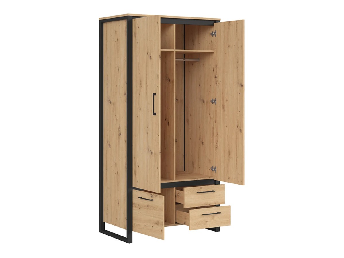 DODSON Šatní skříň SZF3D2S dub artisan/černá - 2