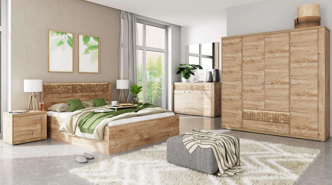 Šatní skříň NATURAL N3 dub ribbeck/kostka - 6