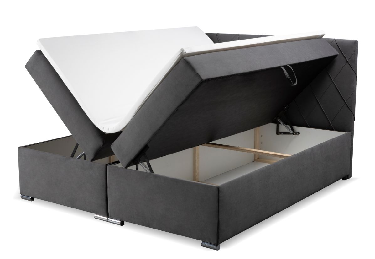 šedá manželská zvýšená postel boxspring CHARLOTTA 180x200 cm, Zetta 293 - 4