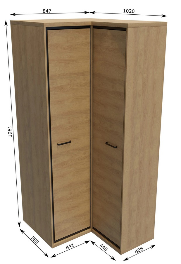 Šatní skříň rohová VIOLA M-14 dub hickory - 4 Šatní skříň rohová VIOLA M-14 dub hickory - 4