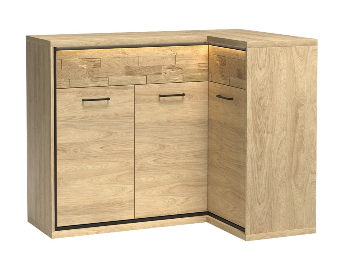Komoda rohová PILETAS M-15 dub hickory pravá - 1 Komoda rohová PILETAS M-15 dub hickory pravá - 1
