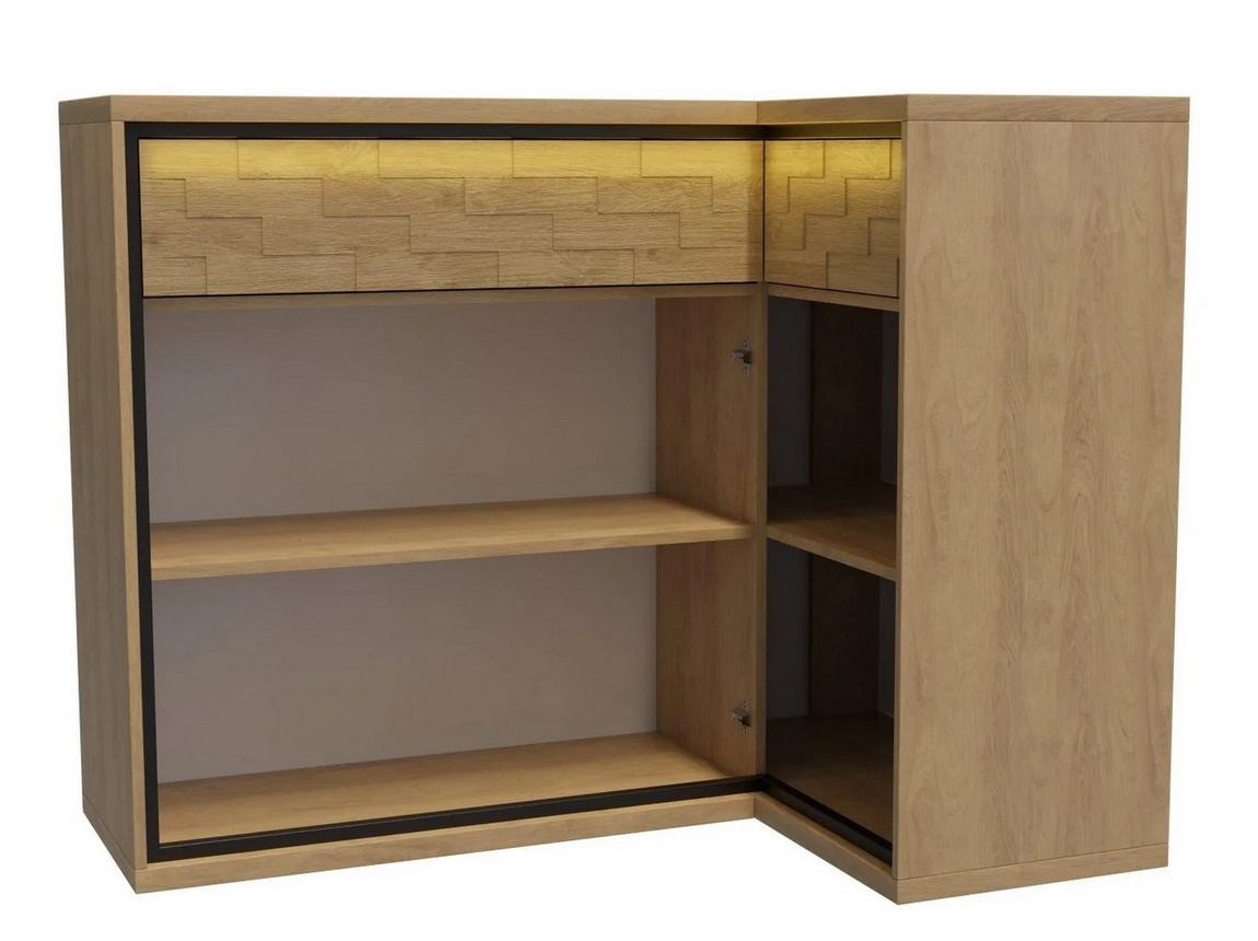 Komoda rohová PILETAS M-15 dub hickory pravá - 7 Komoda rohová PILETAS M-15 dub hickory pravá - 7