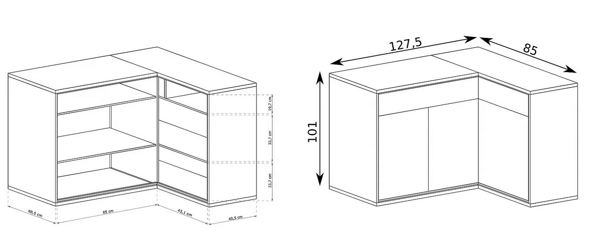 Komoda rohová PILETAS M-15 dub hickory levá - 6 Komoda rohová PILETAS M-15 dub hickory levá - 6