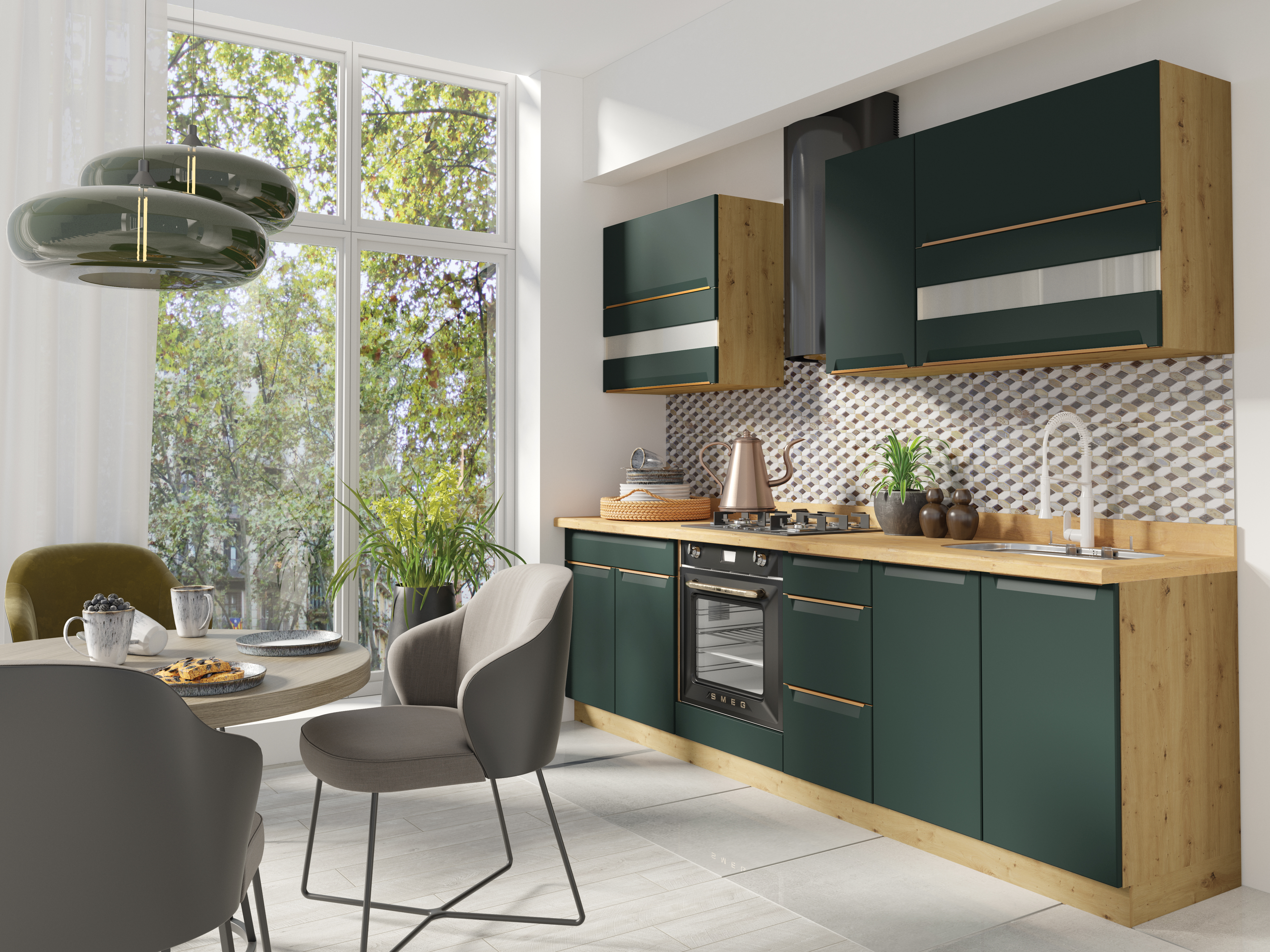 Dolní skříňka rohová GLA-25D Pravá s výsuvem green - 7