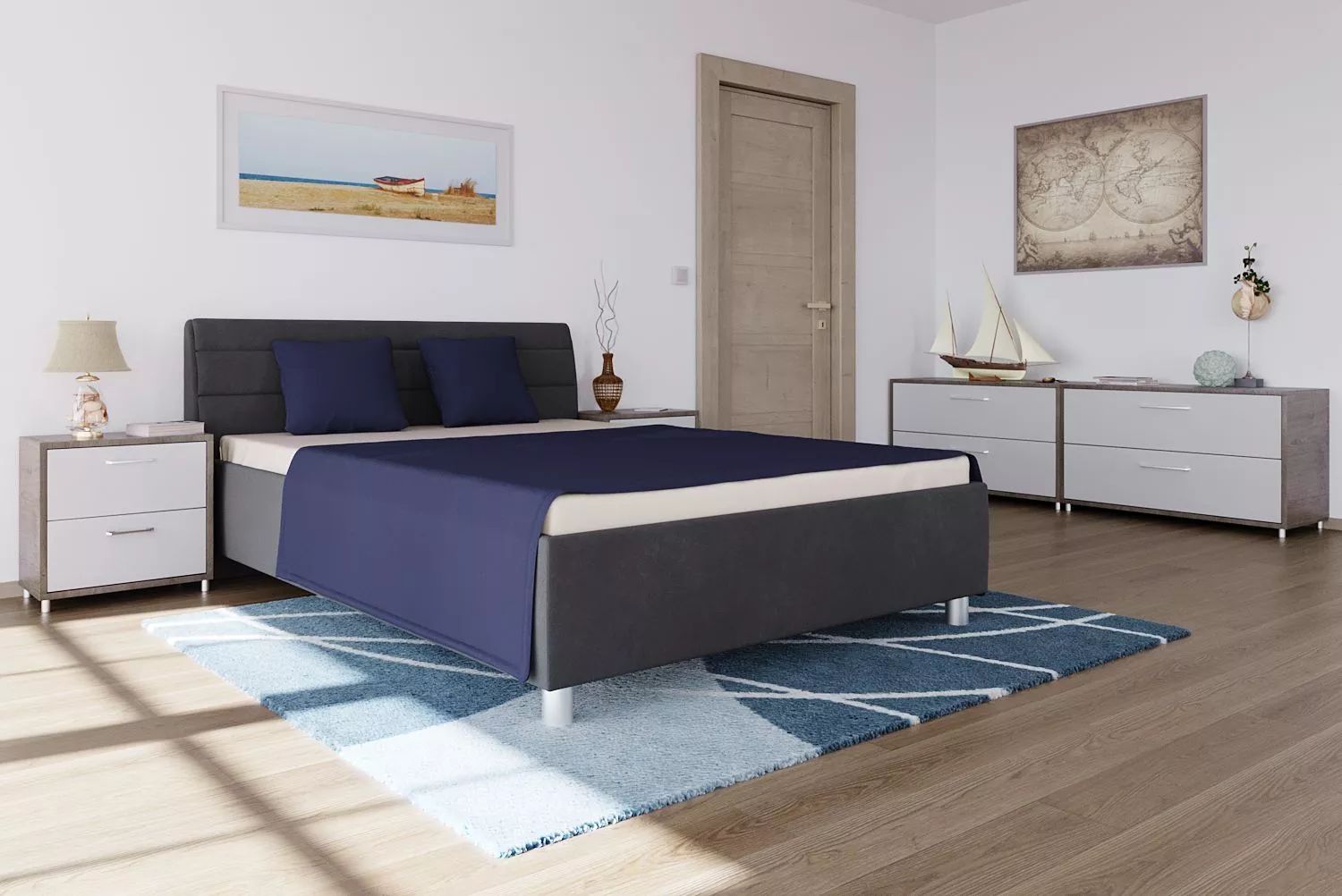 postel REX s matrací, 140x200 - Harmony 90 šedá - 5