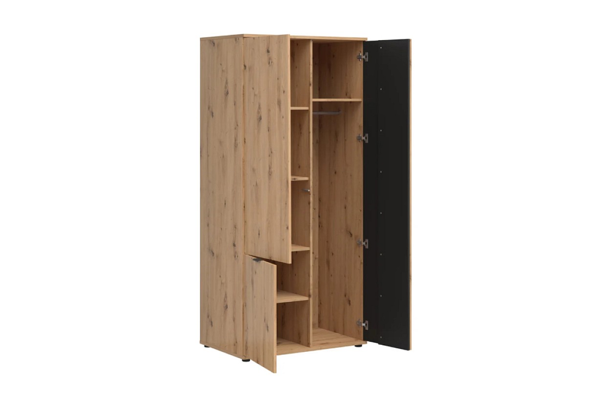 šatní skříň VABRES SZF3D - dub artisan/černá1 - 2 šatní skříň VABRES SZF3D - dub artisan/černá1 - 2