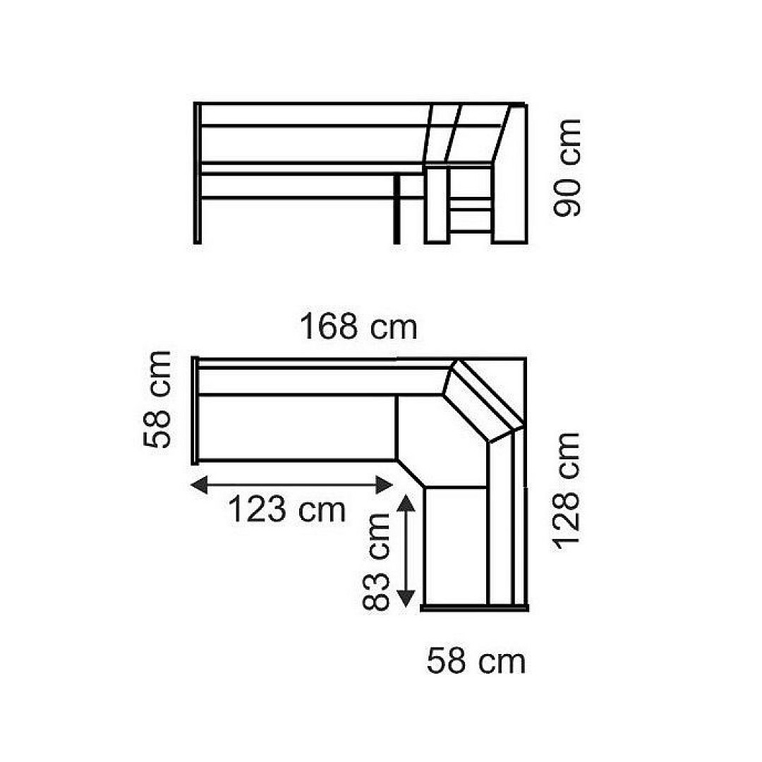 DENIS (DECO) - ROHOVÁ LAVICE -UNI- lamino BÍLÁ/látka PW 14 ŠEDÁ (1balík) kolekce 