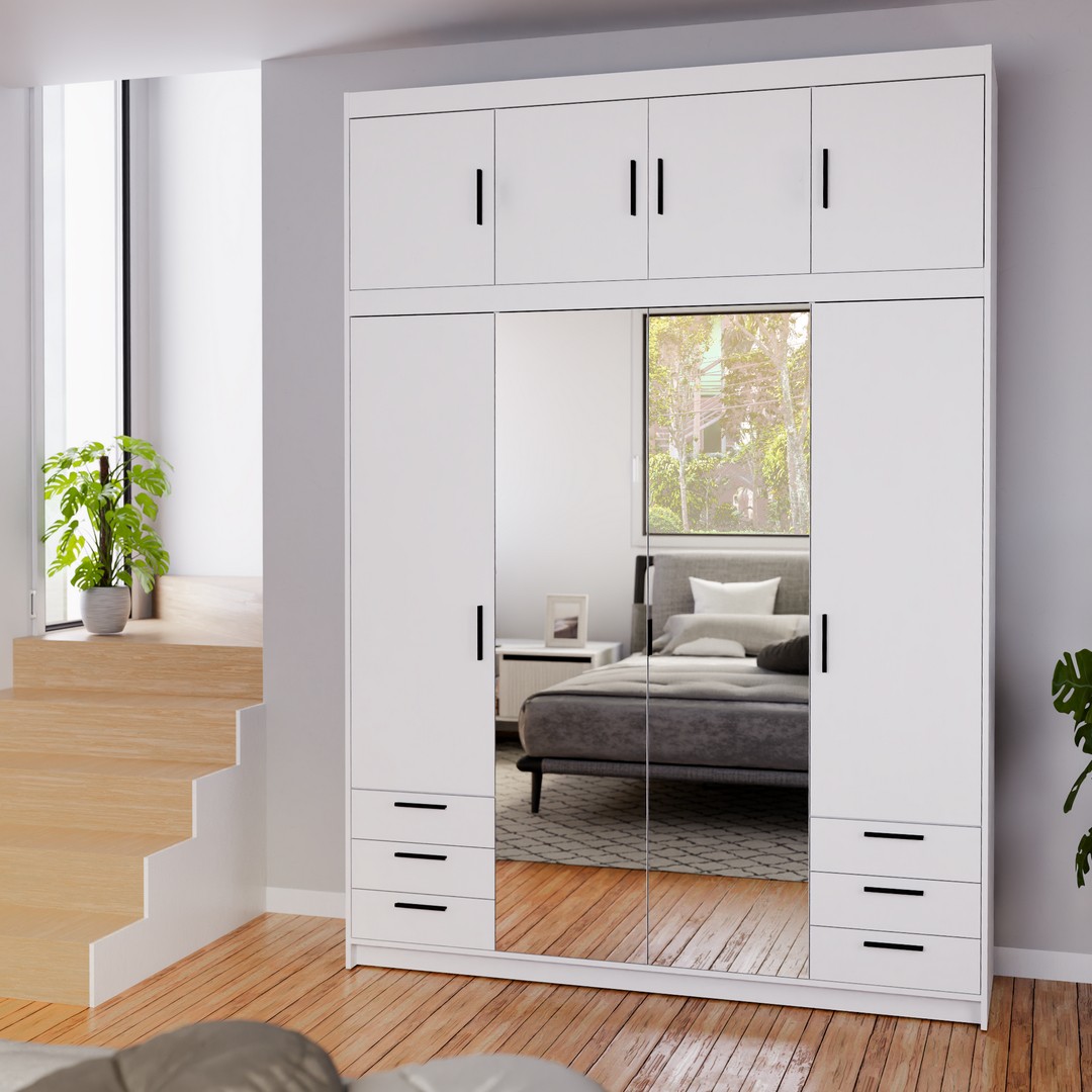 EVERLY 2D2L6SN - skříň se zrcadly a 6 šuplíky S NÁDSTAVCEM Bílá (ELENA WH04 6S+NAEL WH04=6BALÍKŮ) EVERLY 2D2L6SN - skříň se zrcadly a 6 šuplíky S NÁDSTAVCEM Bílá (ELENA WH04 6S+NAEL WH04=6BALÍKŮ)