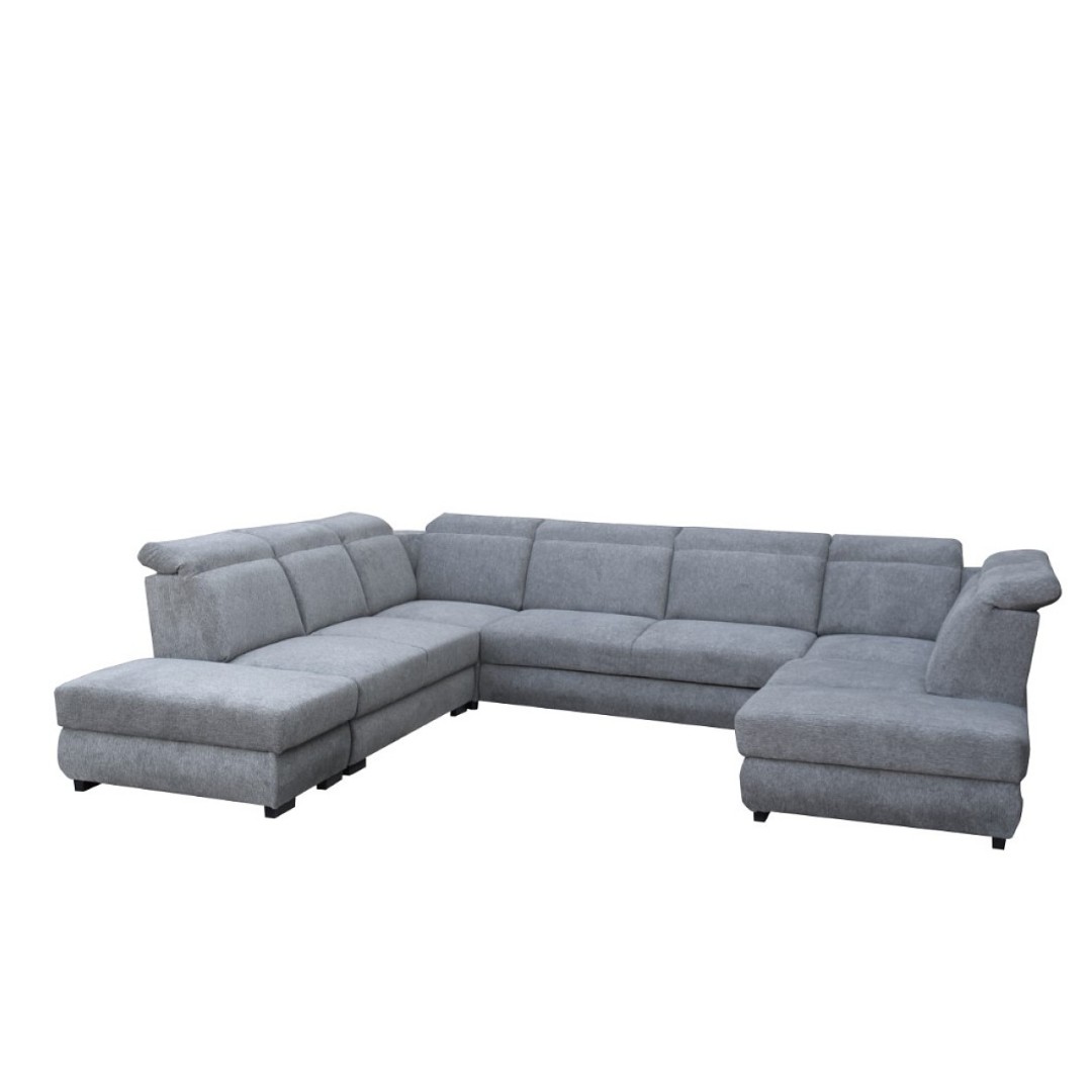 IRIS U - TABURET+2+ROH+2F+ROH+OTsUP sedací souprava, látka ŠEDÁ Aragon 90 (IRYS pufa+2+R+2F+R+OTsUP=6balíků) (FE) (K250) NOVINKA - 2